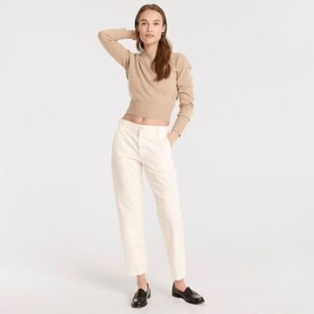 J.Crew‎ Slouchy Boyfriend Chino Pant Cream Neutral Basic Straight Leg Size 33